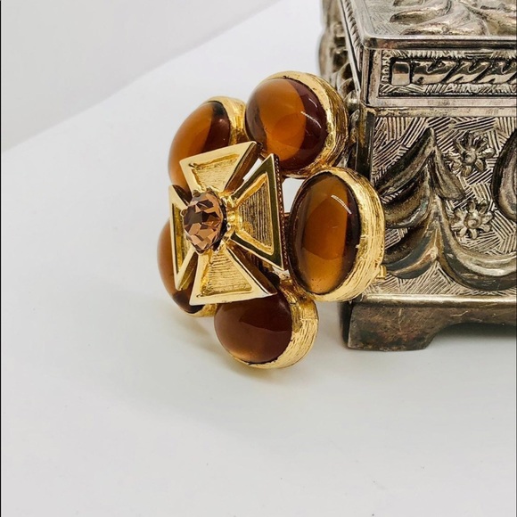 Vintage Benedikt NY Maltese Cross Amber Brooch Pendant RARE - Picture 7 of 10